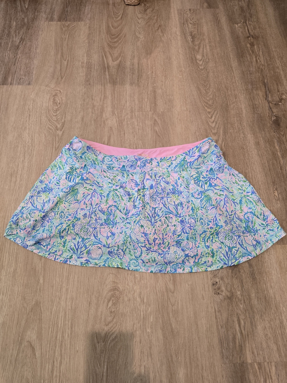 Lilly Pulitzer Blue Green Pink Printed Skater Skirt
